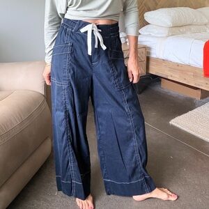Anthropologie Navy Wide-Leg Pants